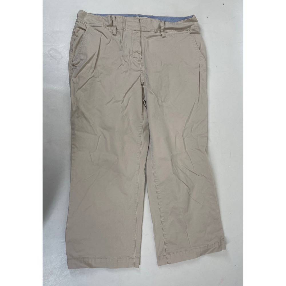 Tommy Hilfiger Janie Fit Khaki Tan Cropped Wide Leg Stretch Pants Size 12